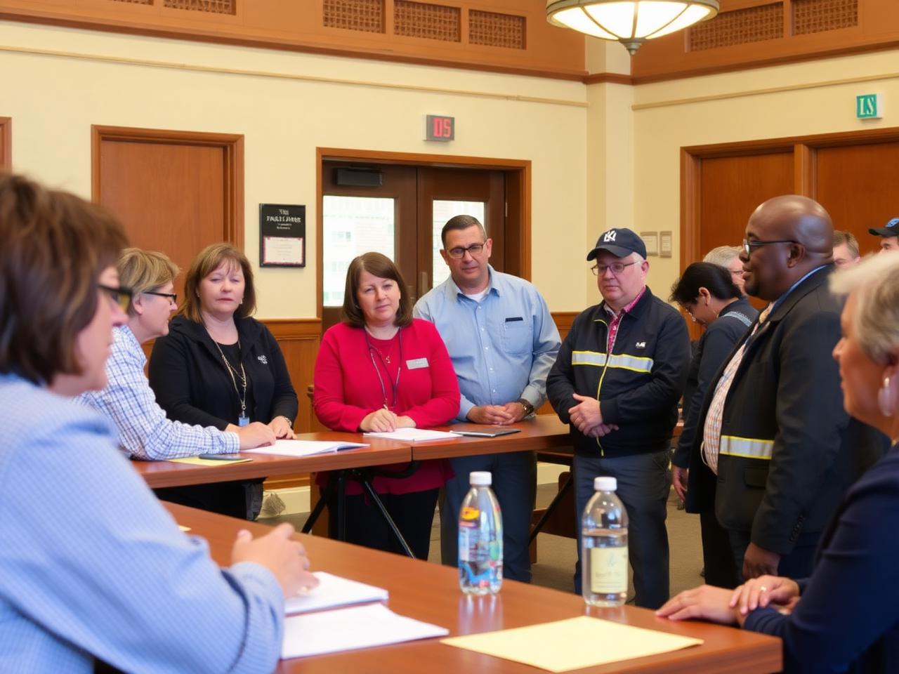 Educators, trade professionals and community leaders meeting about workforce development