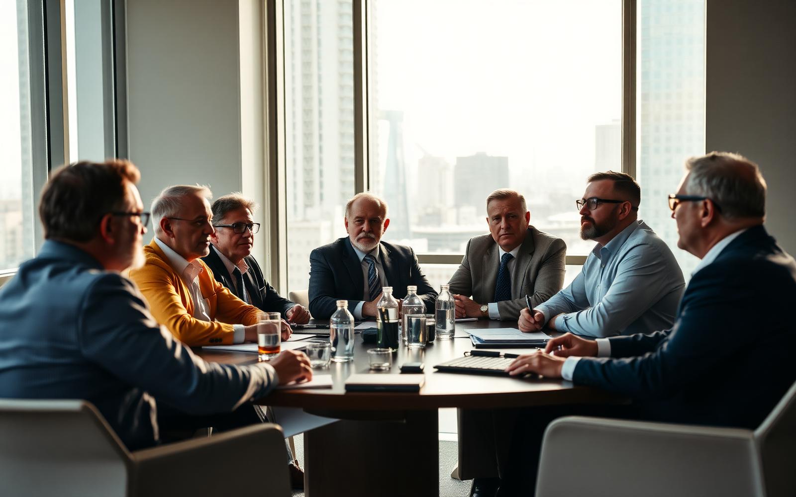 Experienced industry leaders in discussion around a conference table