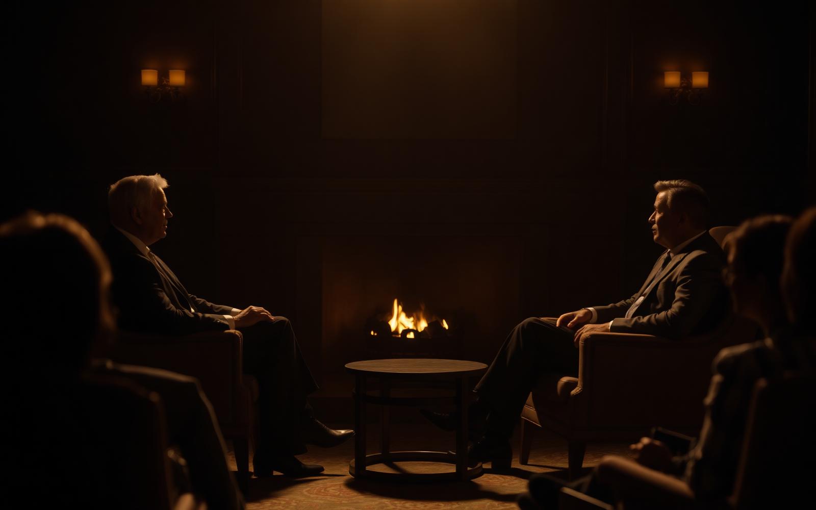 An executive fireside conversation before a small audience